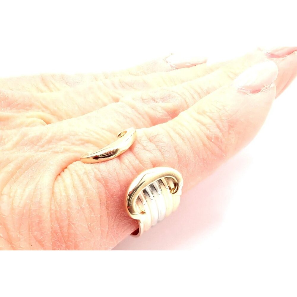 Authentic! Cartier 18k Tri-Color Gold Double C Band Ring Size 4.5 - Picture 7 of 9